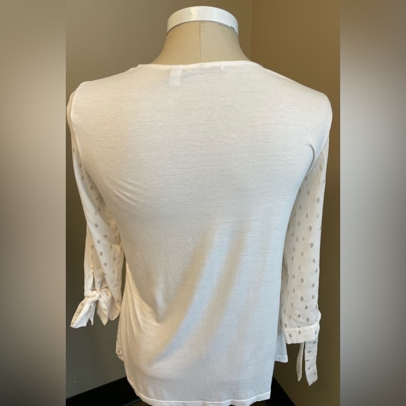 Punto Roma 3/4 length sleeve vneck cream and gold blouse women’s size Small - Picture 5 of 6